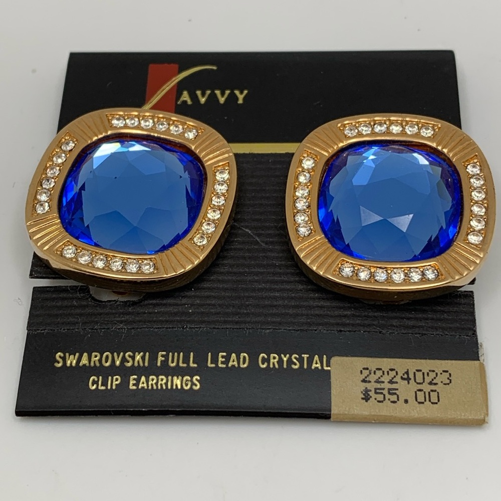 Savvy Very Attractive Clip on Swarovski Earrings VTG